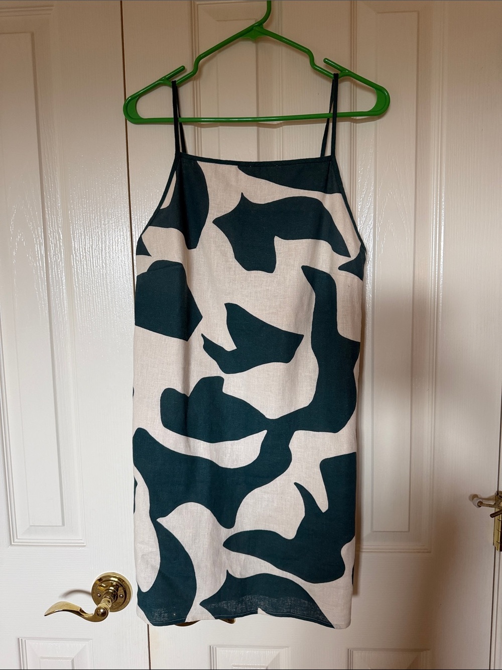 Abercrombie & Fitch Cream and Dark Green Abstract Slip Dress